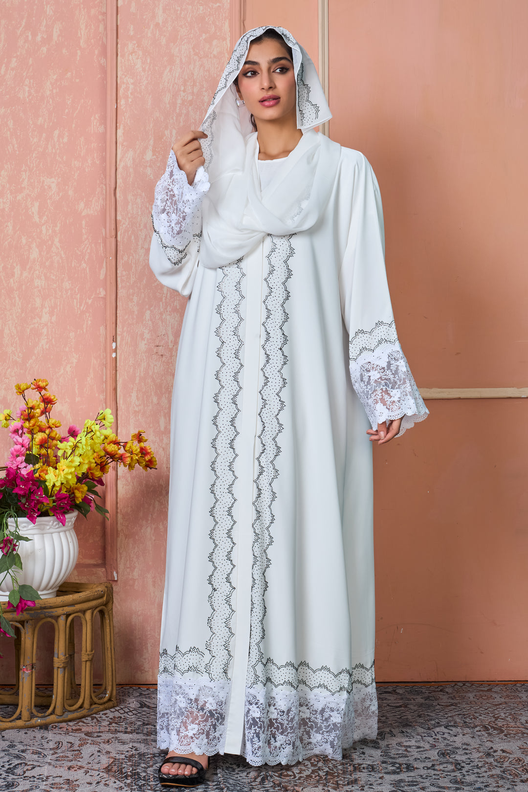 Ivory Lace Harmony Abaya Meeshum Ivory Lace Harmony Abaya Meeshum