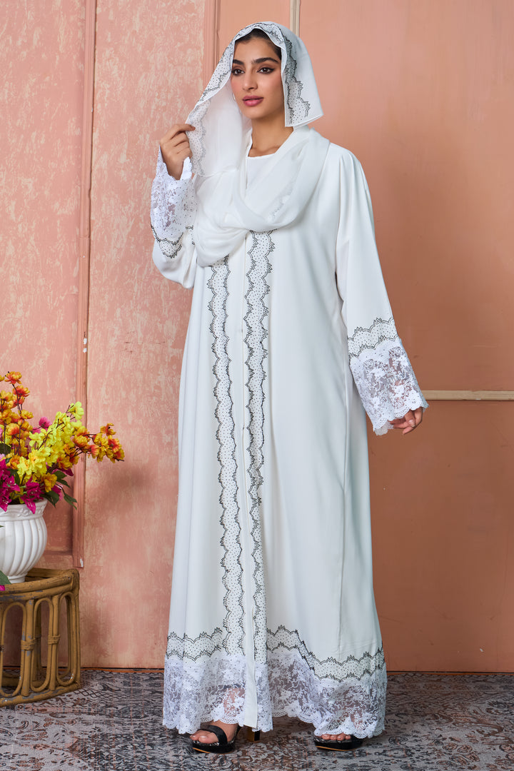 Ivory Lace Harmony Abaya