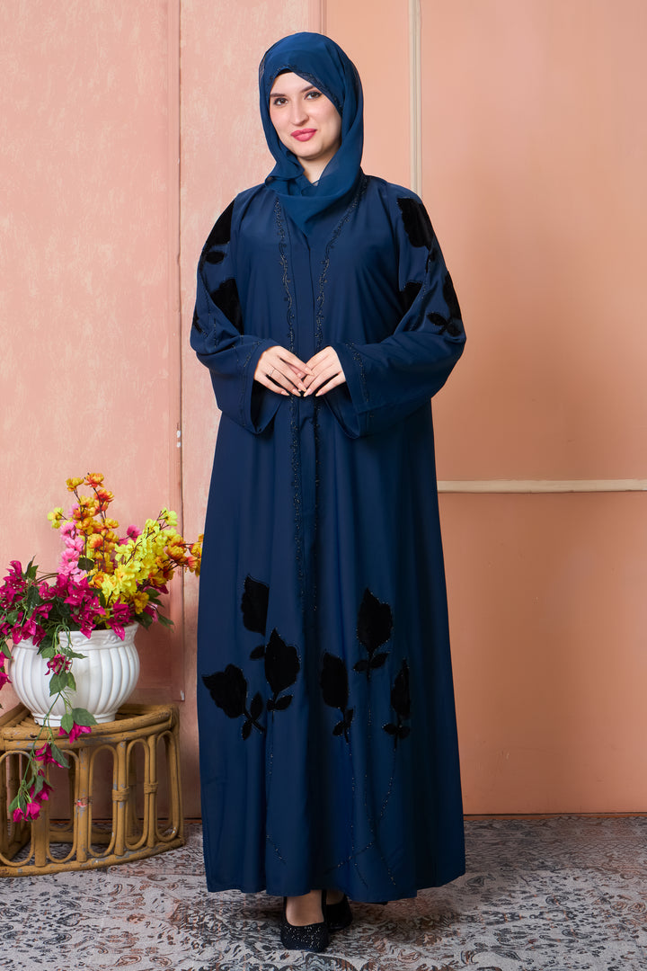 Velvet Bloom Navy Abaya