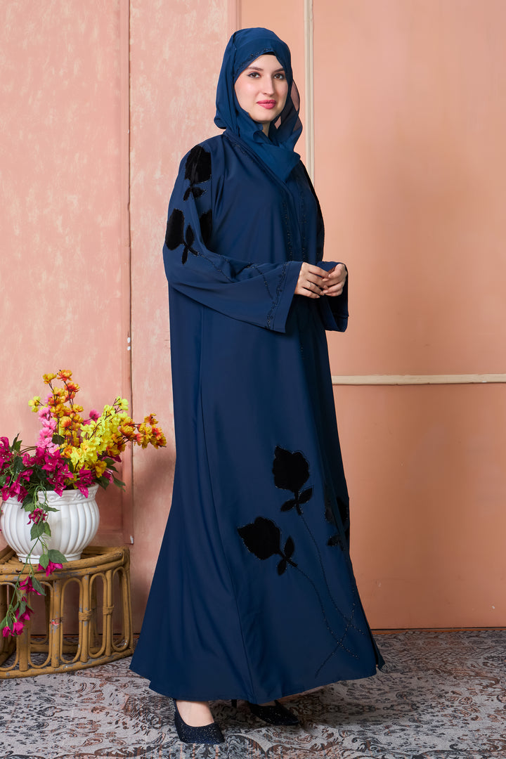 Velvet Bloom Navy Abaya
