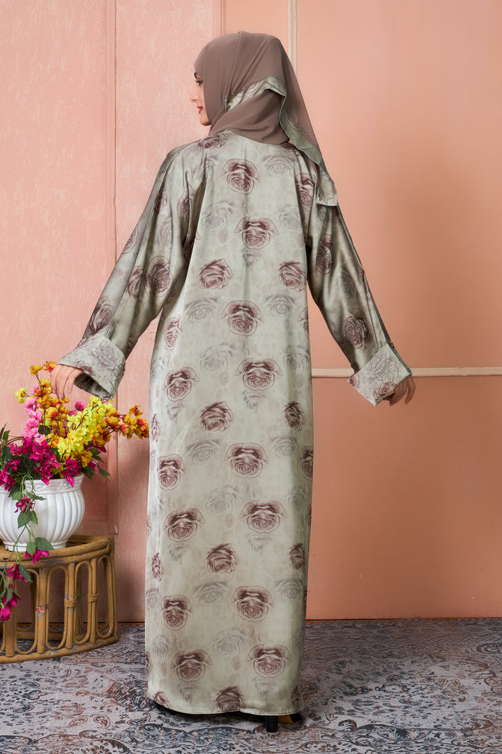 Sage Rose Satin Abaya