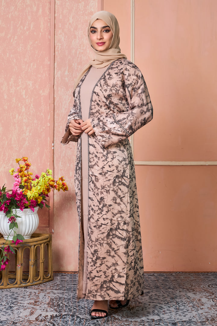 Mocha Marble Open Abaya