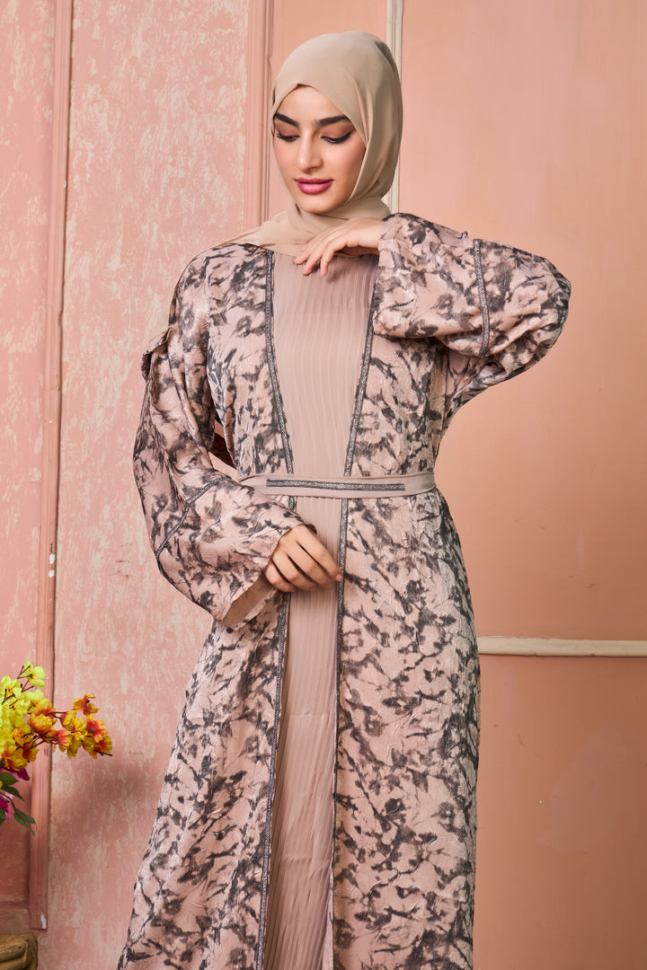 Mocha Marble Open Abaya