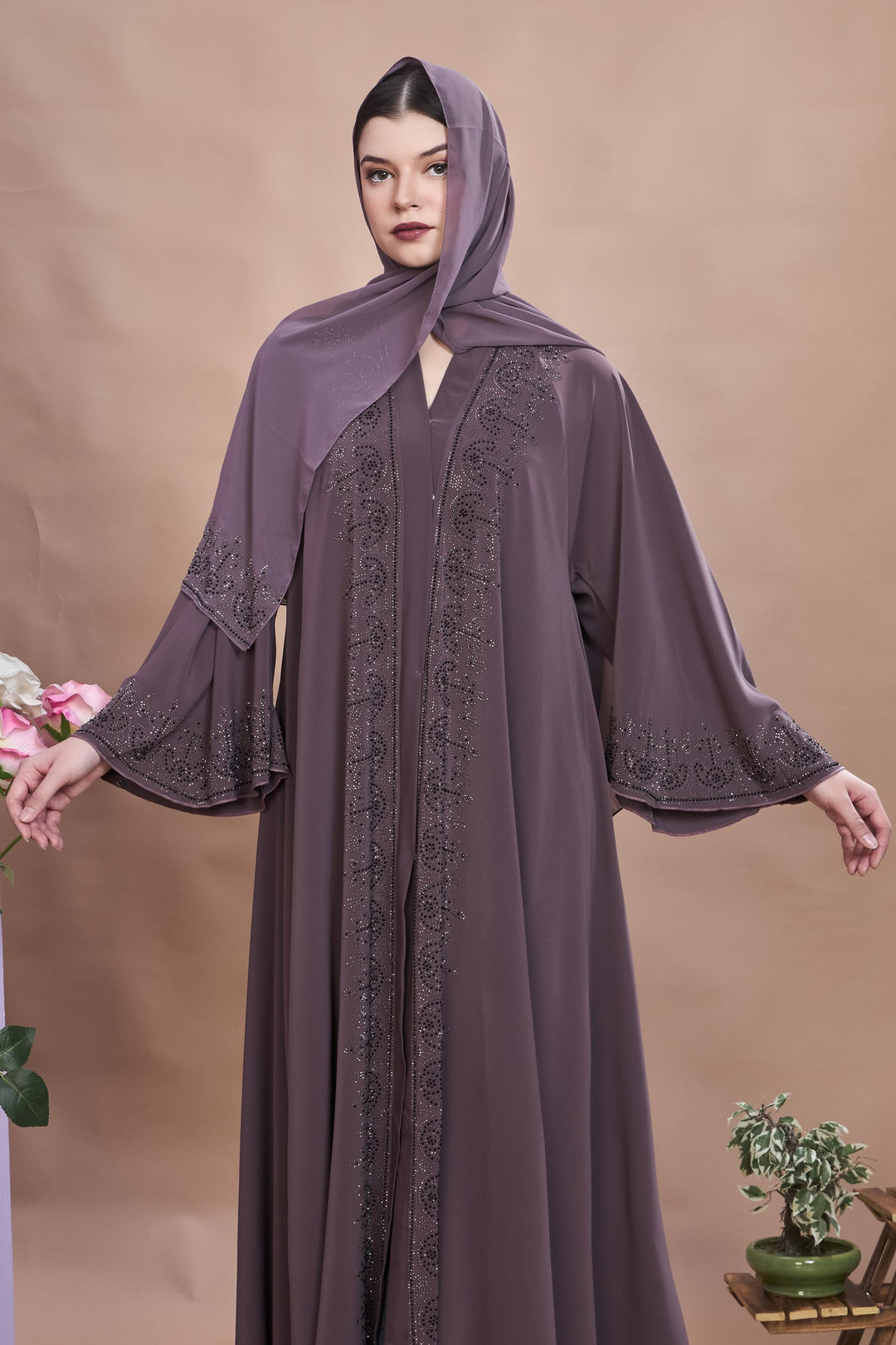 Elegant Umbrella Abaya with Embellished Detailing
