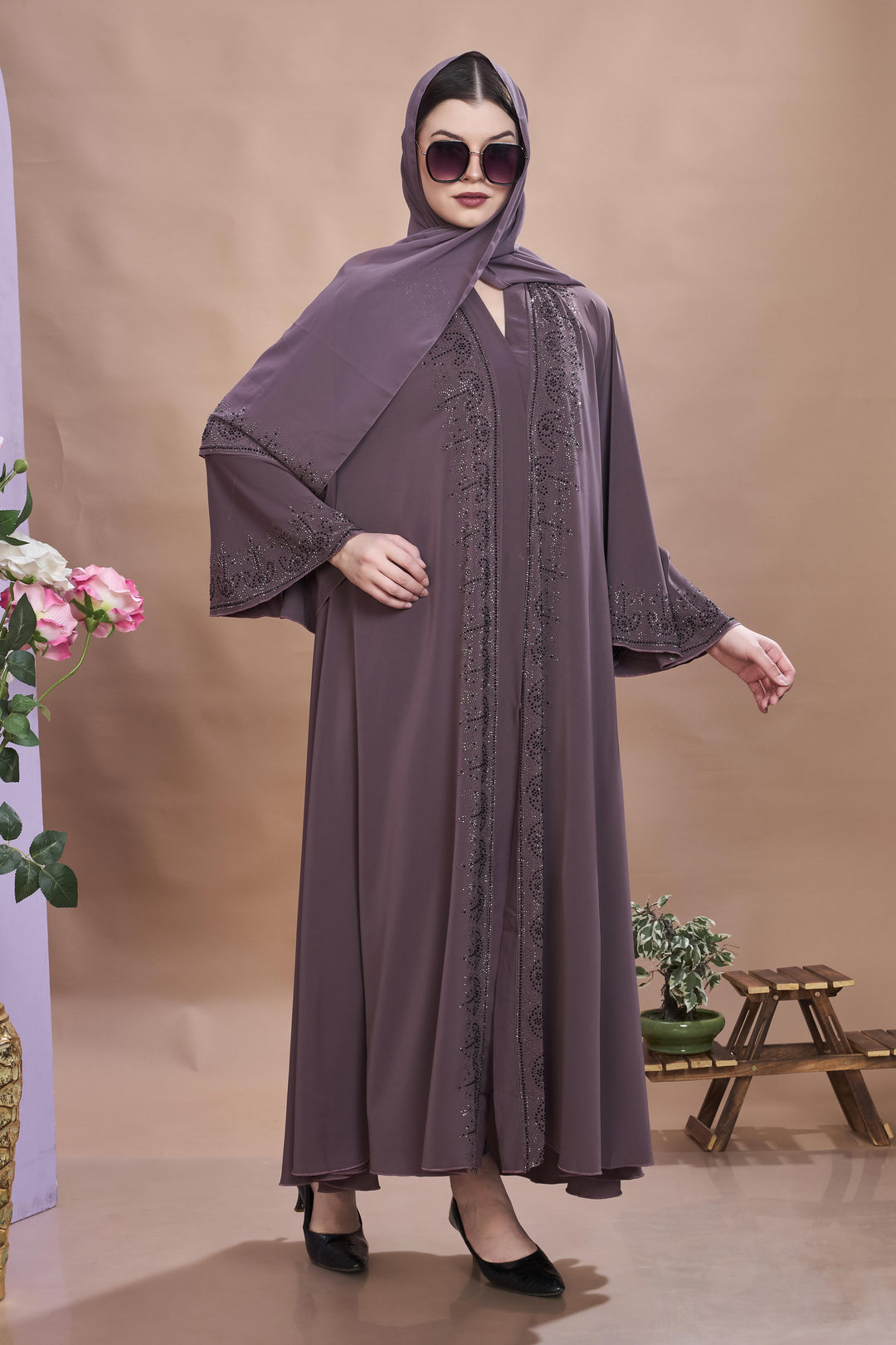 Elegant Umbrella Abaya with Embellished Detailing